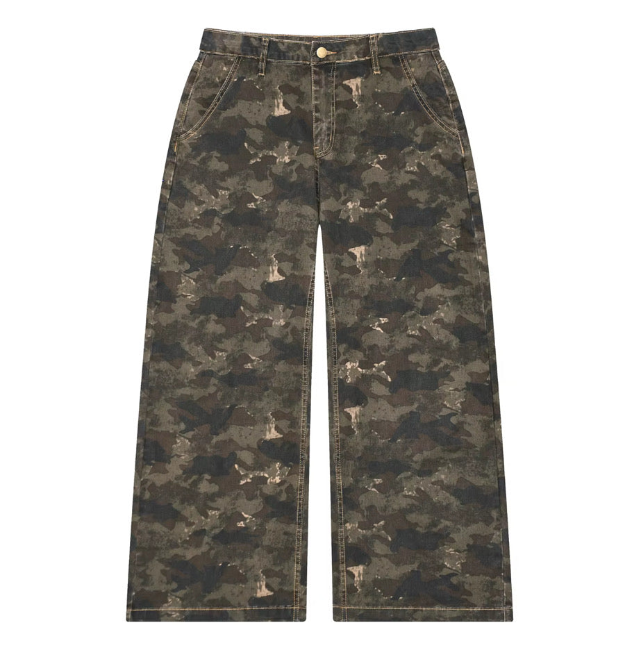 QUAR7IERR CAMO WIDE LEG JEANS