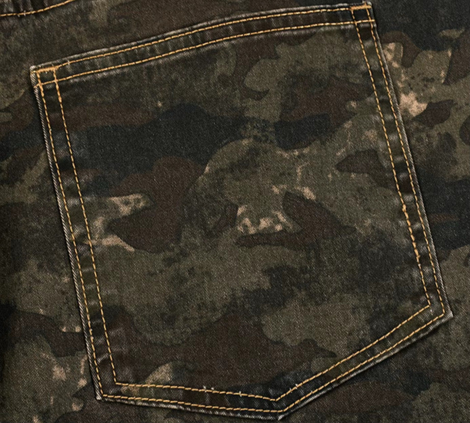 QUAR7IERR CAMO WIDE LEG JEANS