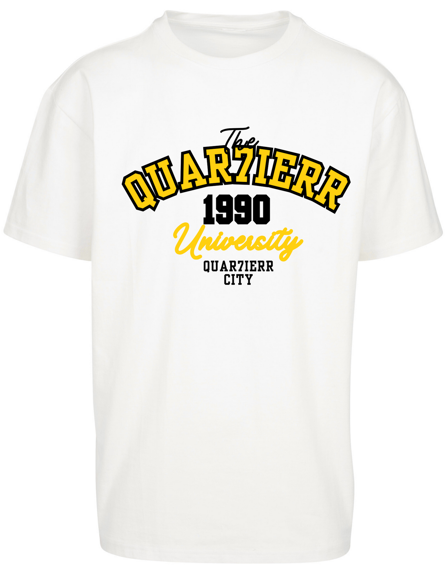 QUAR7IERR 1990 UNIVERSITY YELLOW T-SHIRT