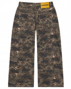 QUAR7IERR CAMO WIDE LEG JEANS