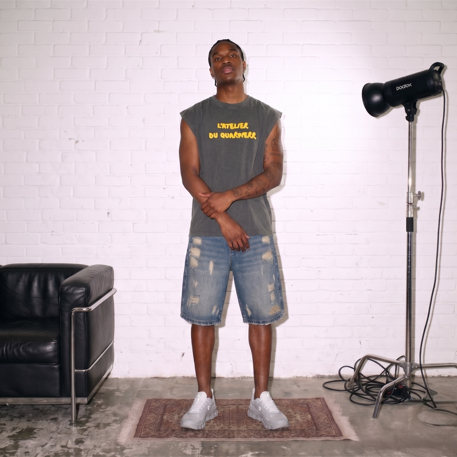 L'ATELIER DU QUAR7IERR ASPHALT RAW SLEEVELESS T-SHIRT
