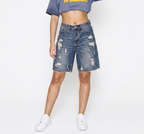 QUAR7IERR STATIC WASH DENIM SHORTS